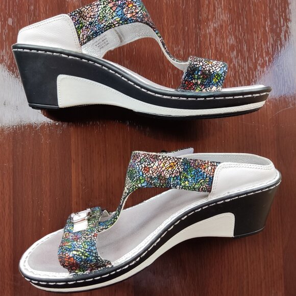 Alegria Lara Cathedral Slip-on wedge heel sandals with velcro straps Size 39 - Picture 9 of 16